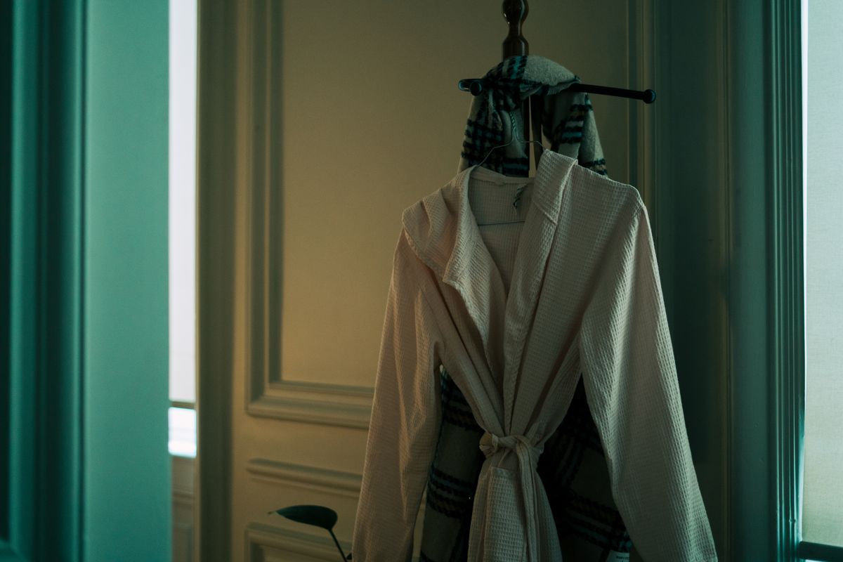 Waffle-Weave Cotton Bathrobe